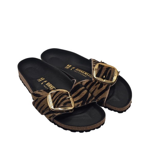Birkenstock Shoes - Birkenstock Madrid Big Buckle Slide 40/ 9N Cowhide Safari Zebra Tiger Maximalist